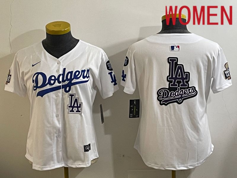 Women Los Angeles Dodgers Blank White Game 2024 Nike MLB Jersey style 112127->women mlb jersey->Women Jersey